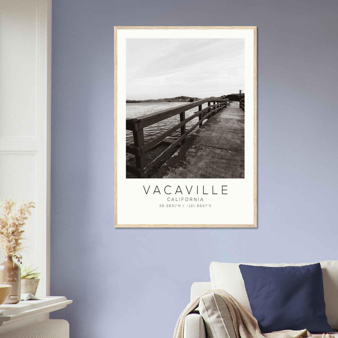 Vacaville California Waterfront Pier Vintage Black White Photo Poster - Image 2