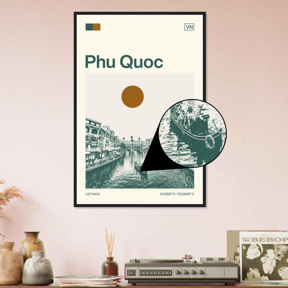 Phu Quoc Vietnam Canal Town Waterfront Minimalist Travel Poster - Image 4