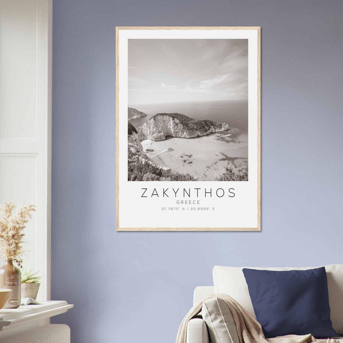 Zakynthos Greece Shipwreck Cove Navagio Black White Photo Poster - Image 2
