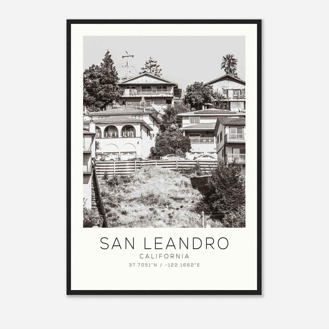 San Leandro California Hillside Homes Residential Photo Poster