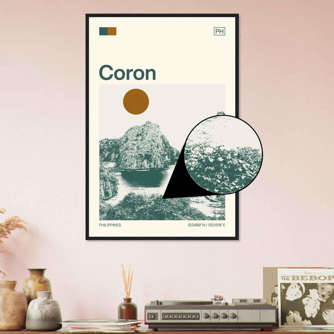 Coron Philippines Karst Islands Lagoon Boats Minimalist Travel Poster - Image 4