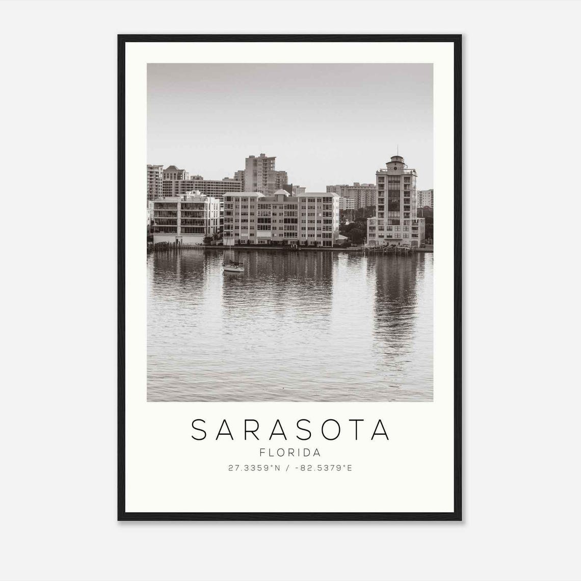 Sarasota Florida Bayfront Condos Sailboat Minimalist Photo Poster