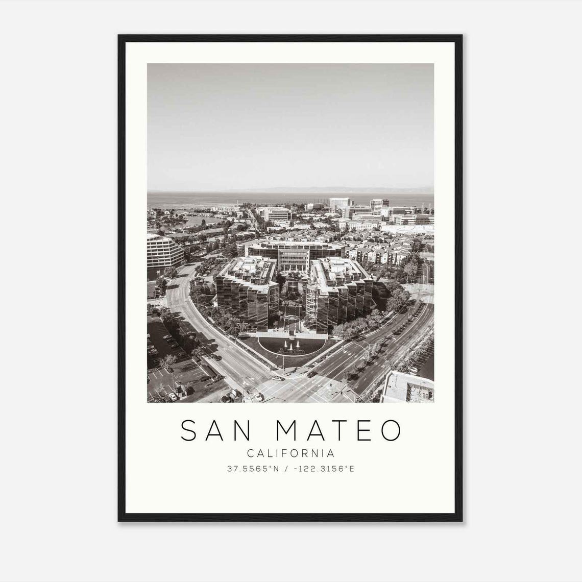 San Mateo California Bayfront Office District Aerial Photo Poster