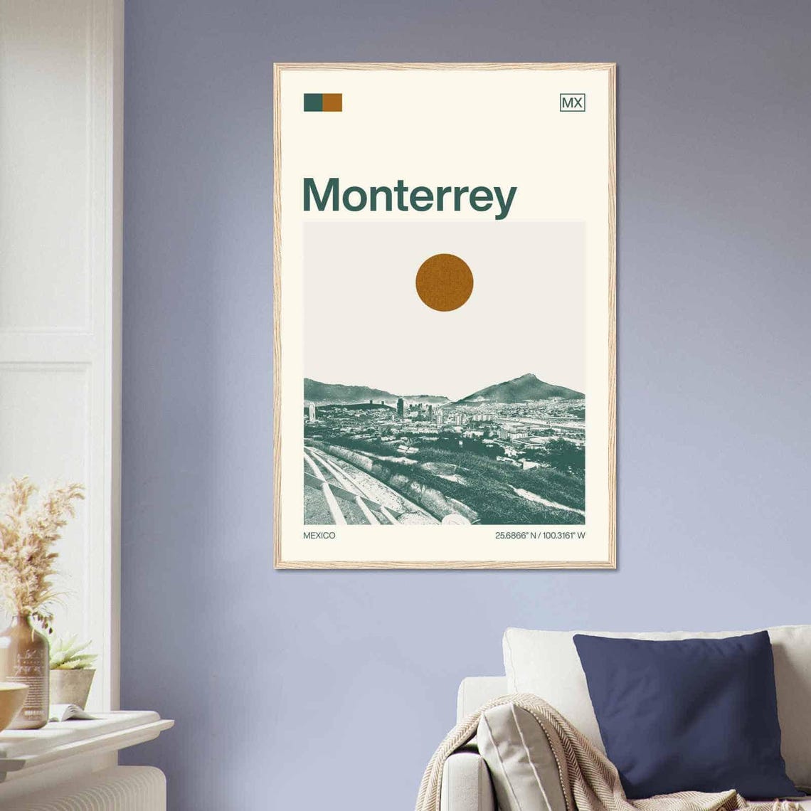 Monterrey Mexico City Mountain Valley Minimalist Travel Poster - Image 2