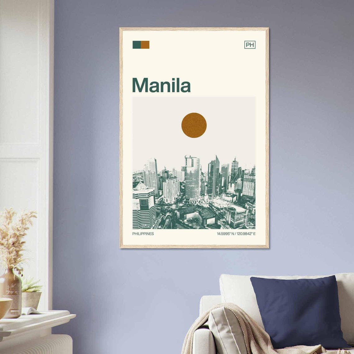 Manila Philippines Modern Minimalist Skyscraper Skyline Art Poster - Image 2