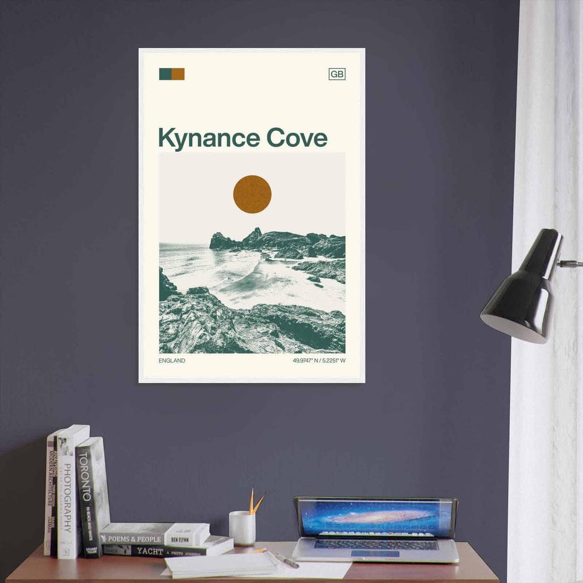 Kynance Cove England Cornwall Rocky Beach Coast Duotone Travel Poster - Image 3