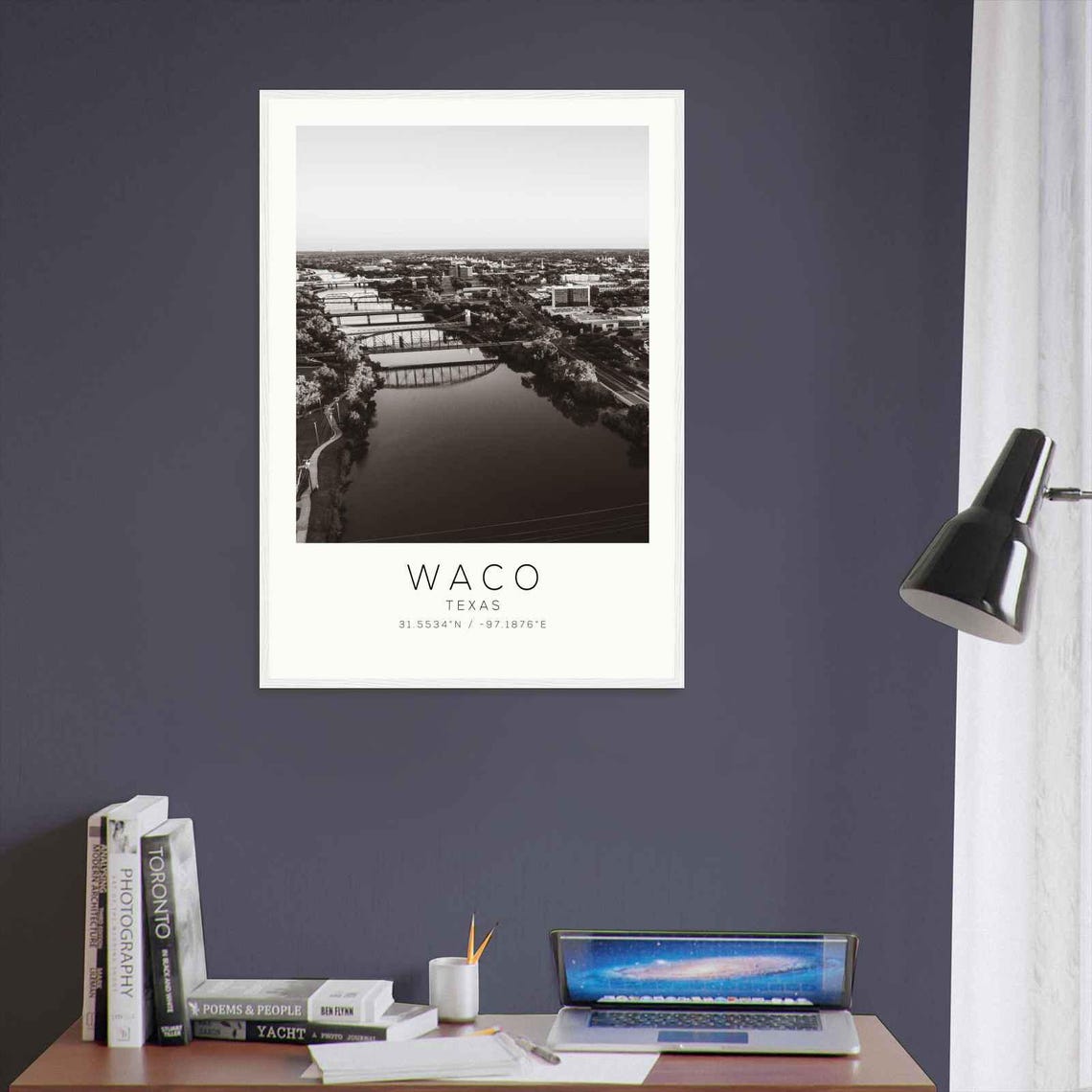 Waco Texas Brazos River Bridges Aerial Skyline Photo Travel Poster - Image 3