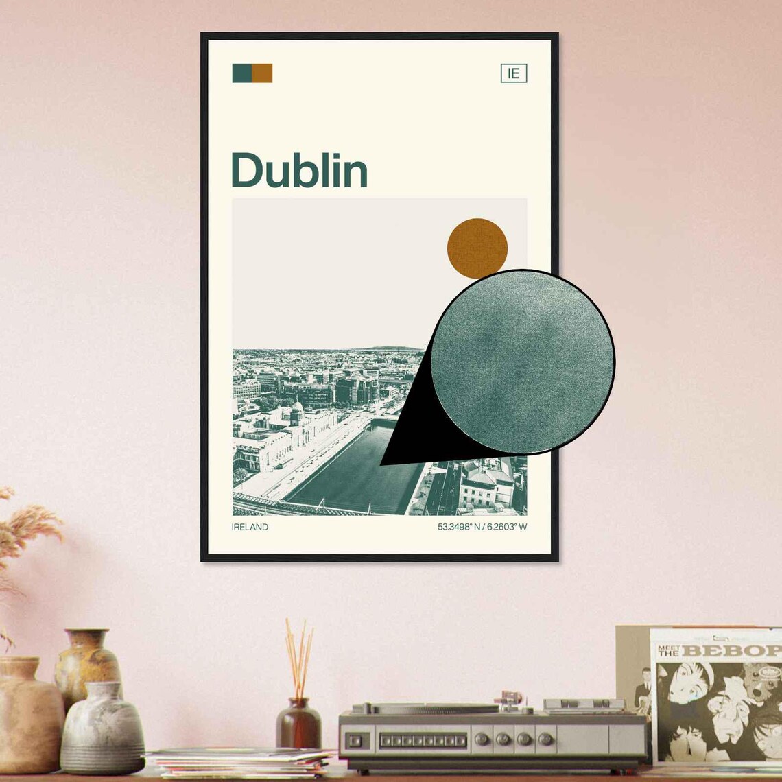 Dublin Ireland River Liffey Aerial City View Minimalist Travel Poster - Image 4