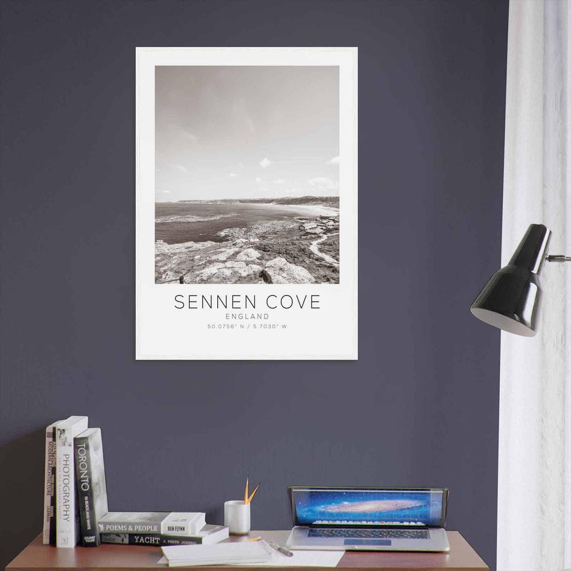 Sennen Cove England Cornwall Coastline Black and White Travel Poster - Image 3