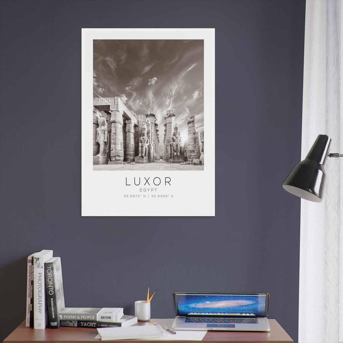 Luxor Egypt Ancient Temple Columns Black and White Photo Poster - Image 3