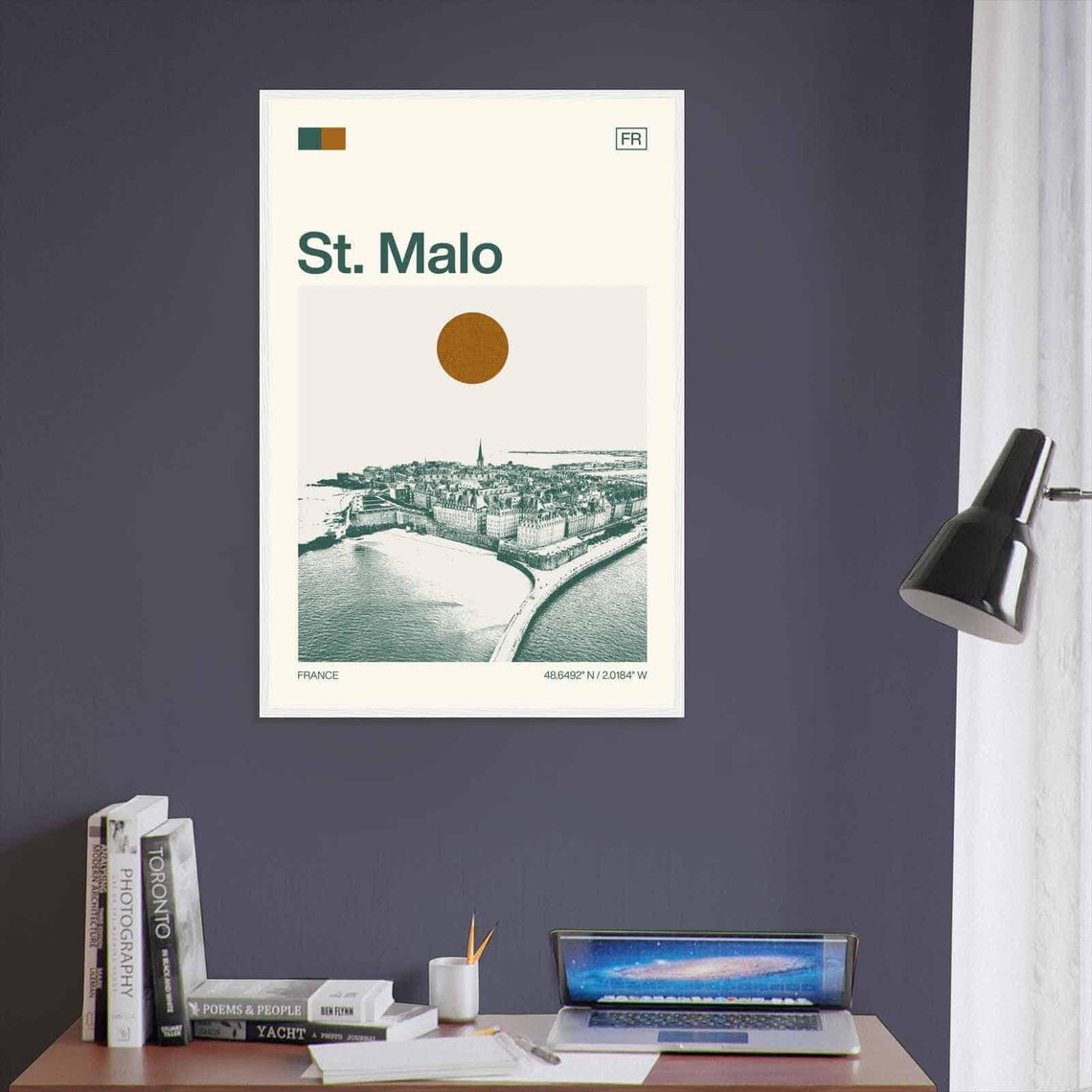 St Malo France Minimalist Monochrome Travel Poster - Image 3