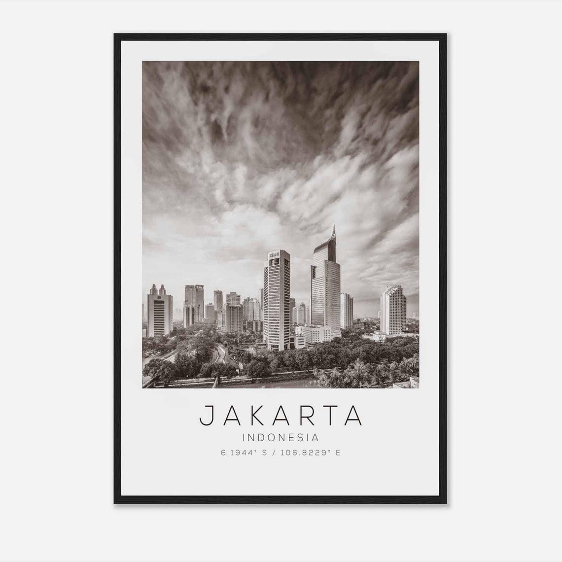 Jakarta Indonesia Travel Photo Poster Bw Jakarta Travel Print Minimalist Travel Poster Print