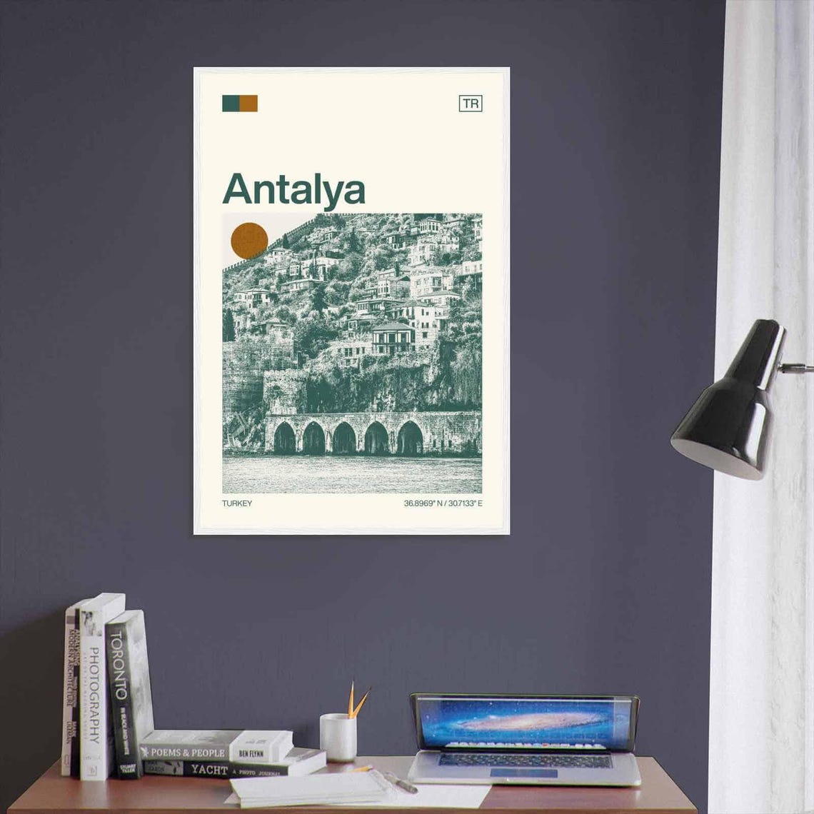 Antalya Turkey Historic Waterfront Arches Vintage Style Travel Poster - Image 3