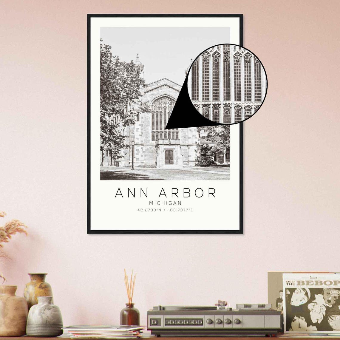 Ann Arbor Michigan Historic Gothic Stone Hall Architecture Poster - Image 4