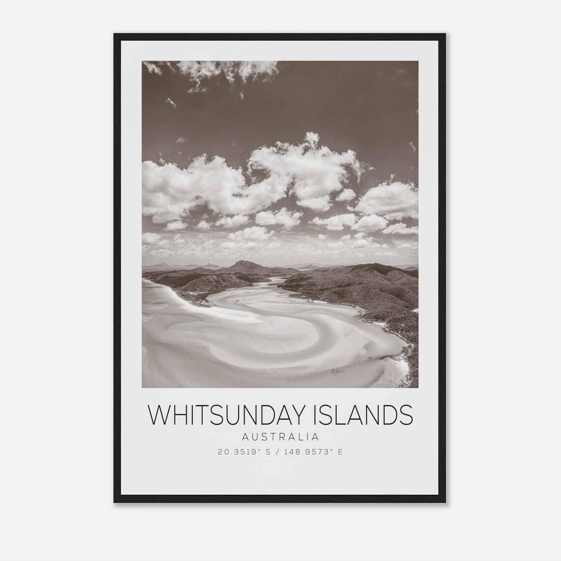 Whitsunday Islands Australia Travel Photo Poster Bw Whitsunday Islands Travel Print Minimalist Travel Poster Print