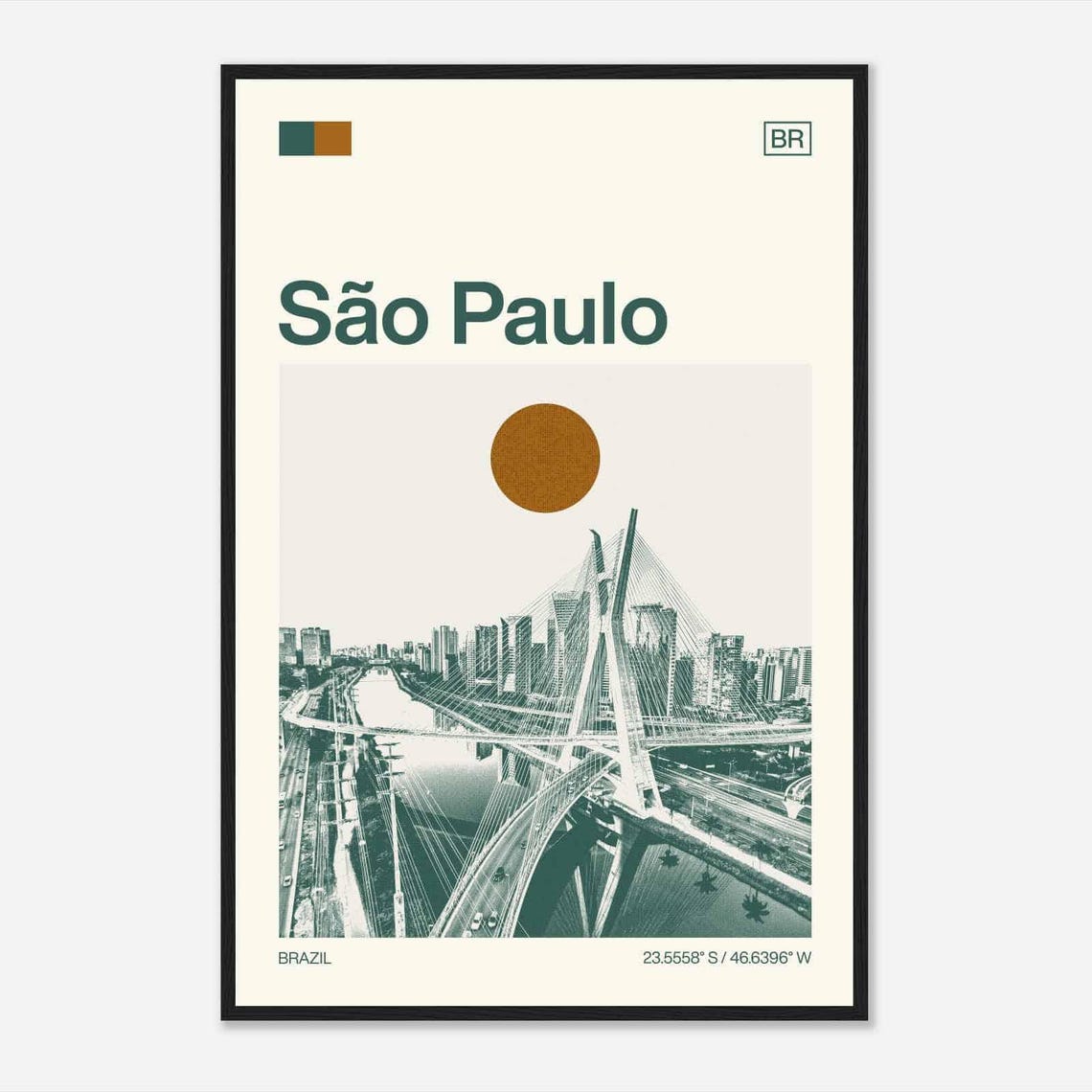 Sao Paulo Brazil Minimalist Monochrome Travel Photo Poster