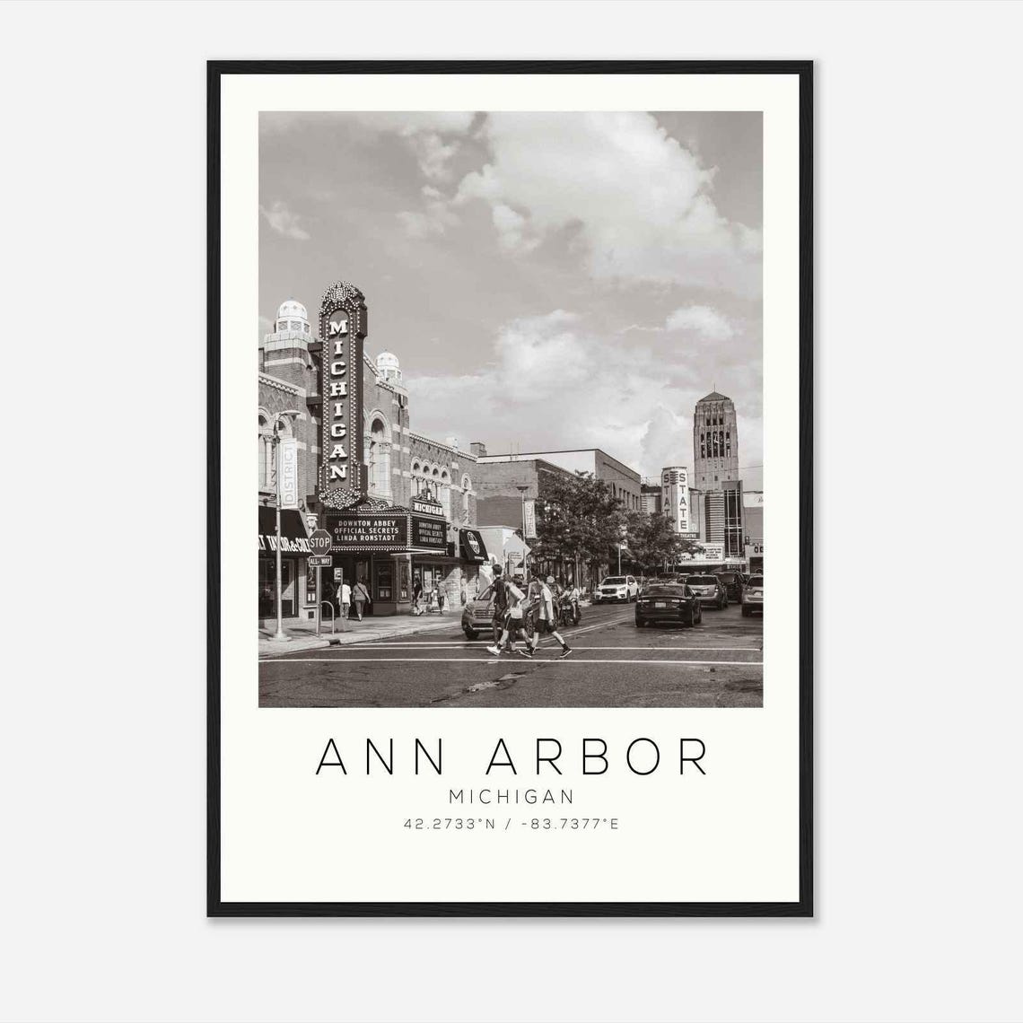 Ann Arbor Michigan Historic Theater Marquee Downtown Street Poster