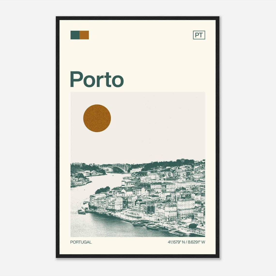 Porto Portugal Ribeira Riverfront Old Town Minimalist Travel Poster