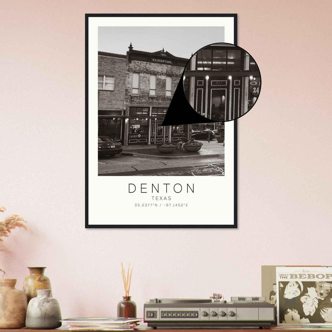 Denton Texas 1882 Scripture Brick Storefront Square Photo Poster - Image 4