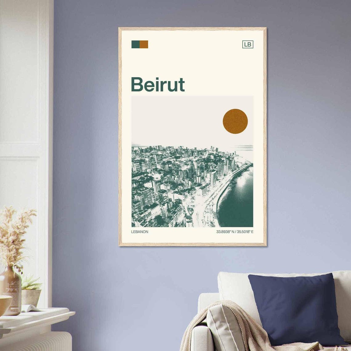 Beirut Lebanon Coastal City Skyline Vintage Style Travel Poster - Image 2