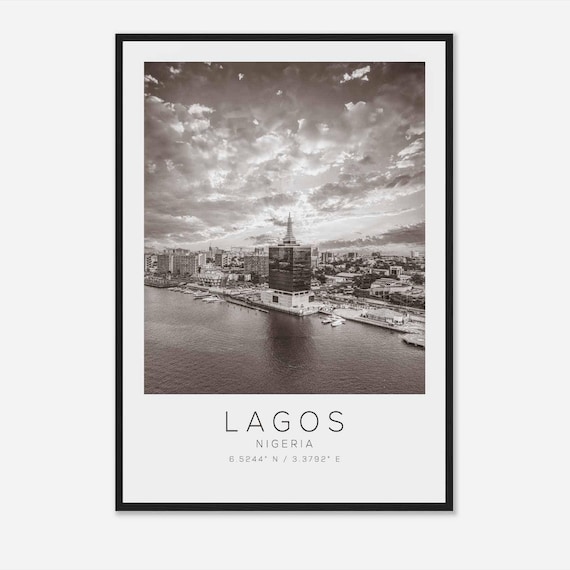 Lagos Nigeria Travel Photo Poster Bw Lagos Travel Print Minimalist Travel Poster Print