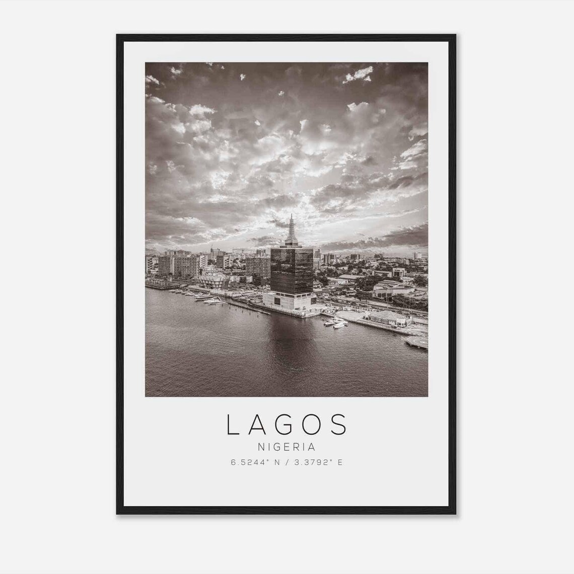 Lagos Nigeria Travel Photo Poster Bw Lagos Travel Print Minimalist Travel Poster Print