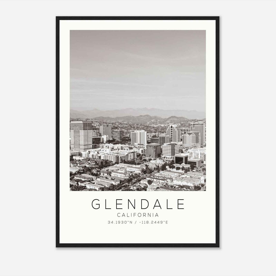Glendale California Downtown Aerial City View Mountains Photo Poster