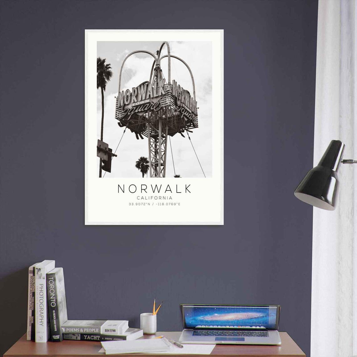 Norwalk California Town Square Sign Retro Minimalist Travel Poster - Image 3