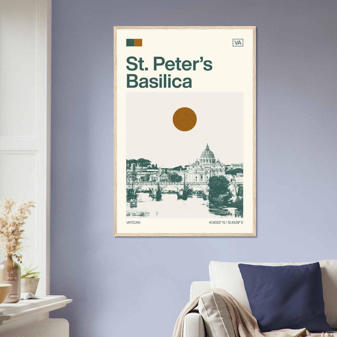 St. Peter's Basilica Vatican River View Vintage Travel Poster - Image 2