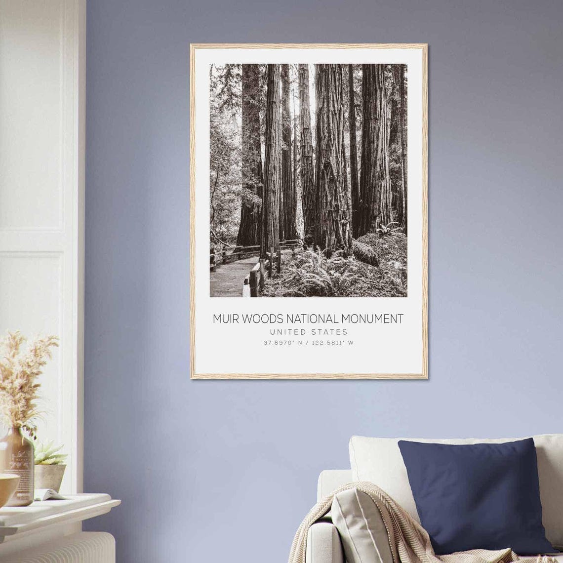 Muir Woods National Monument Redwoods Black and White Photo Poster - Image 2