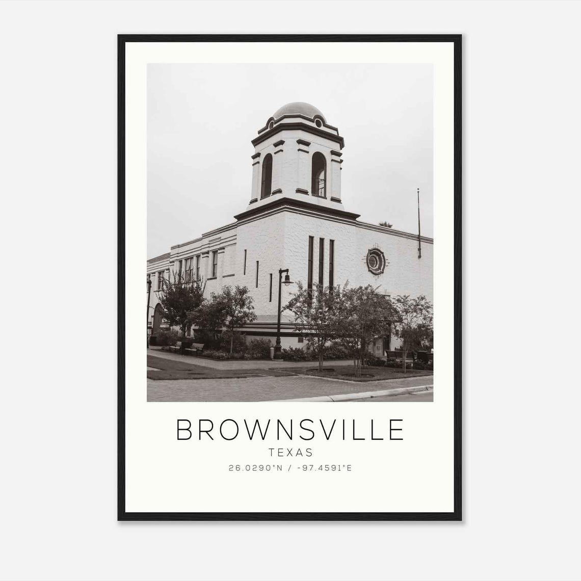 Brownsville Texas Photo Travel Poster Brownsville Travel Print Minimalist Travel Print