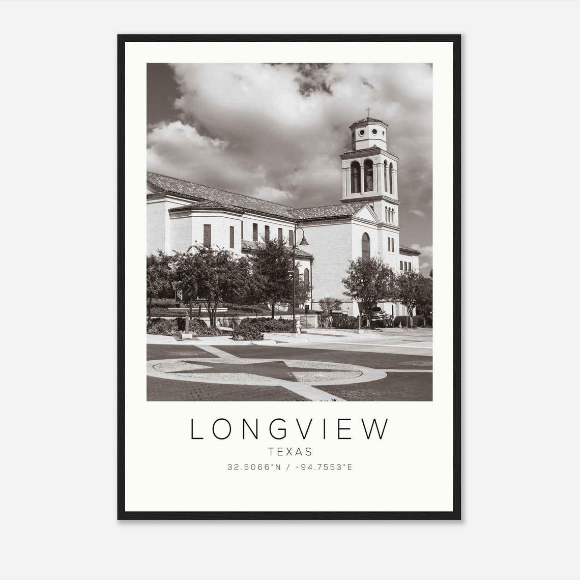 Longview Texas Historic Church Bell Tower Star Plaza Photo Poster