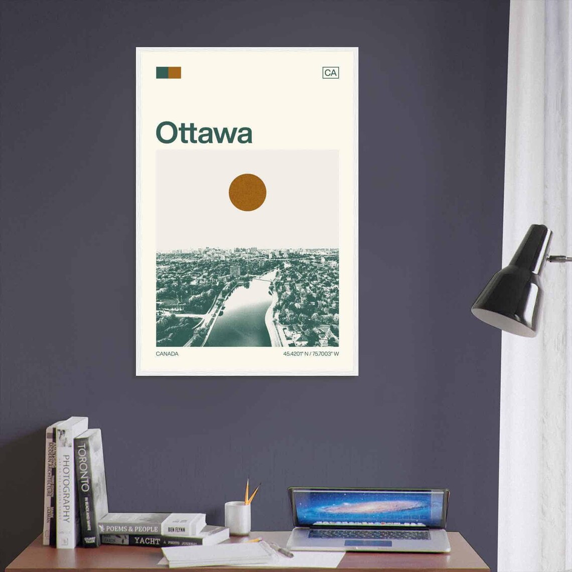 Ottawa Canada Capital City River Aerial Minimalist Travel Poster - Image 3
