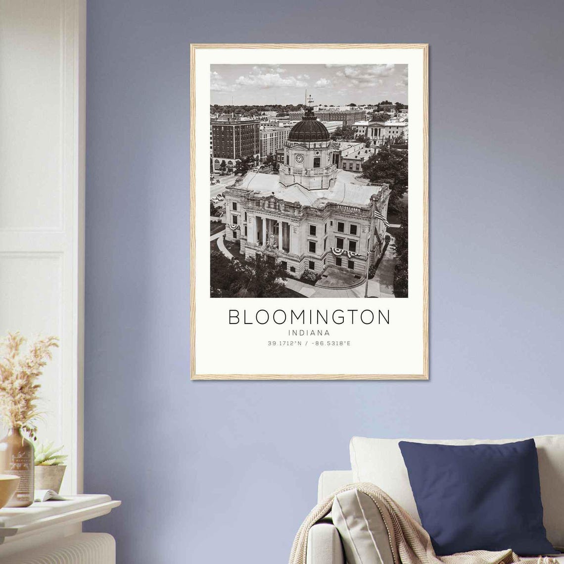 Bloomington Indiana Historic Courthouse Dome Black White Travel Poster - Image 2