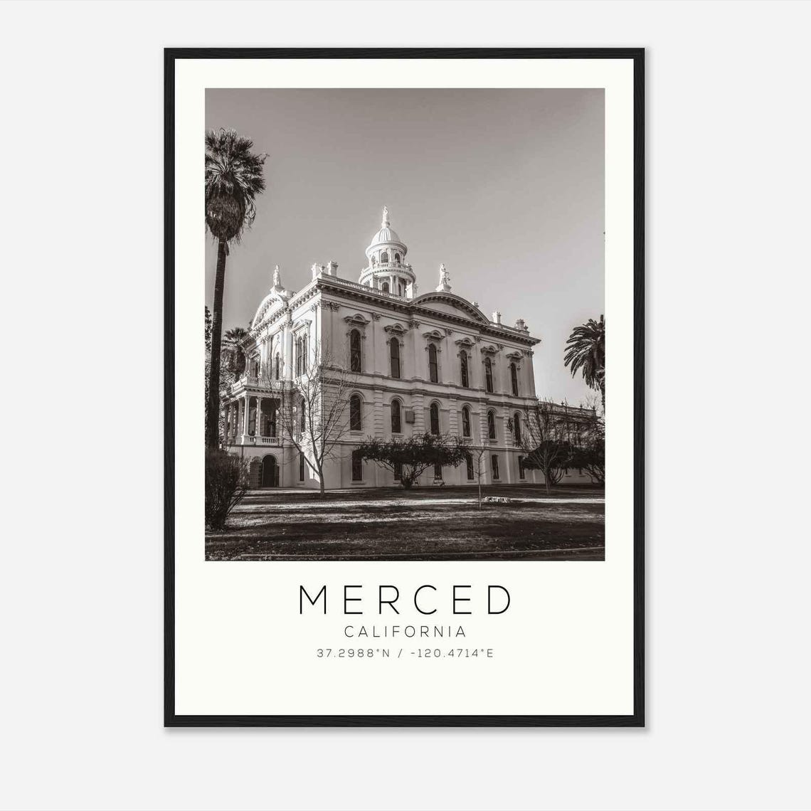 Merced California Historic Courthouse Minimalist Travel Poster