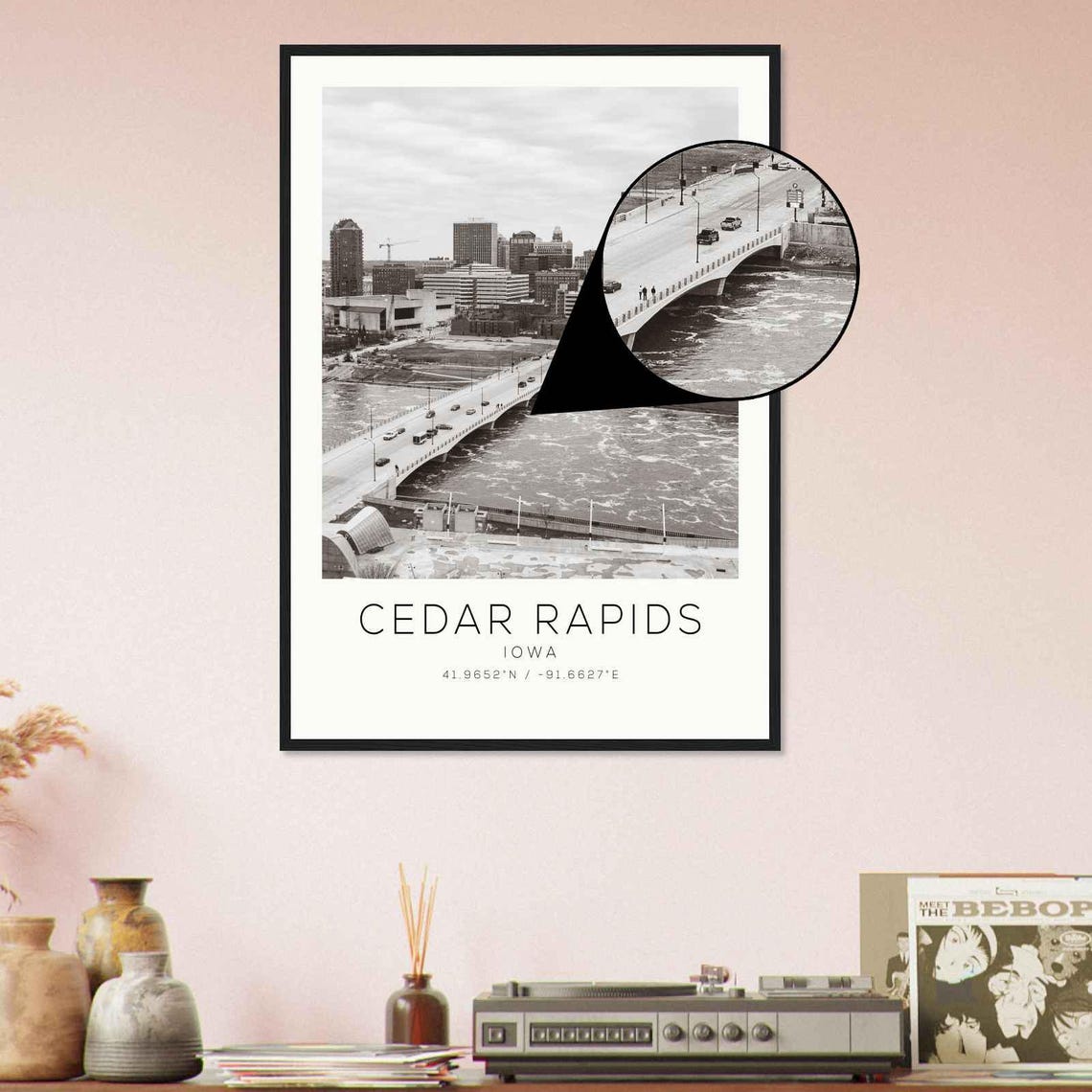 Cedar Rapids Iowa Downtown Skyline River Bridge City Photo Poster - Image 4