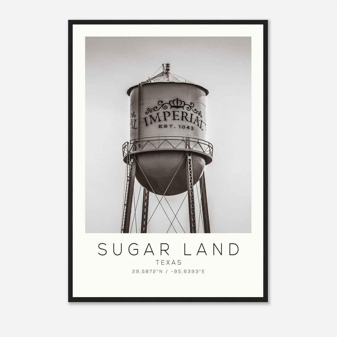 Sugar Land Texas Historic Imperial Water Tower Vintage Photo Poster