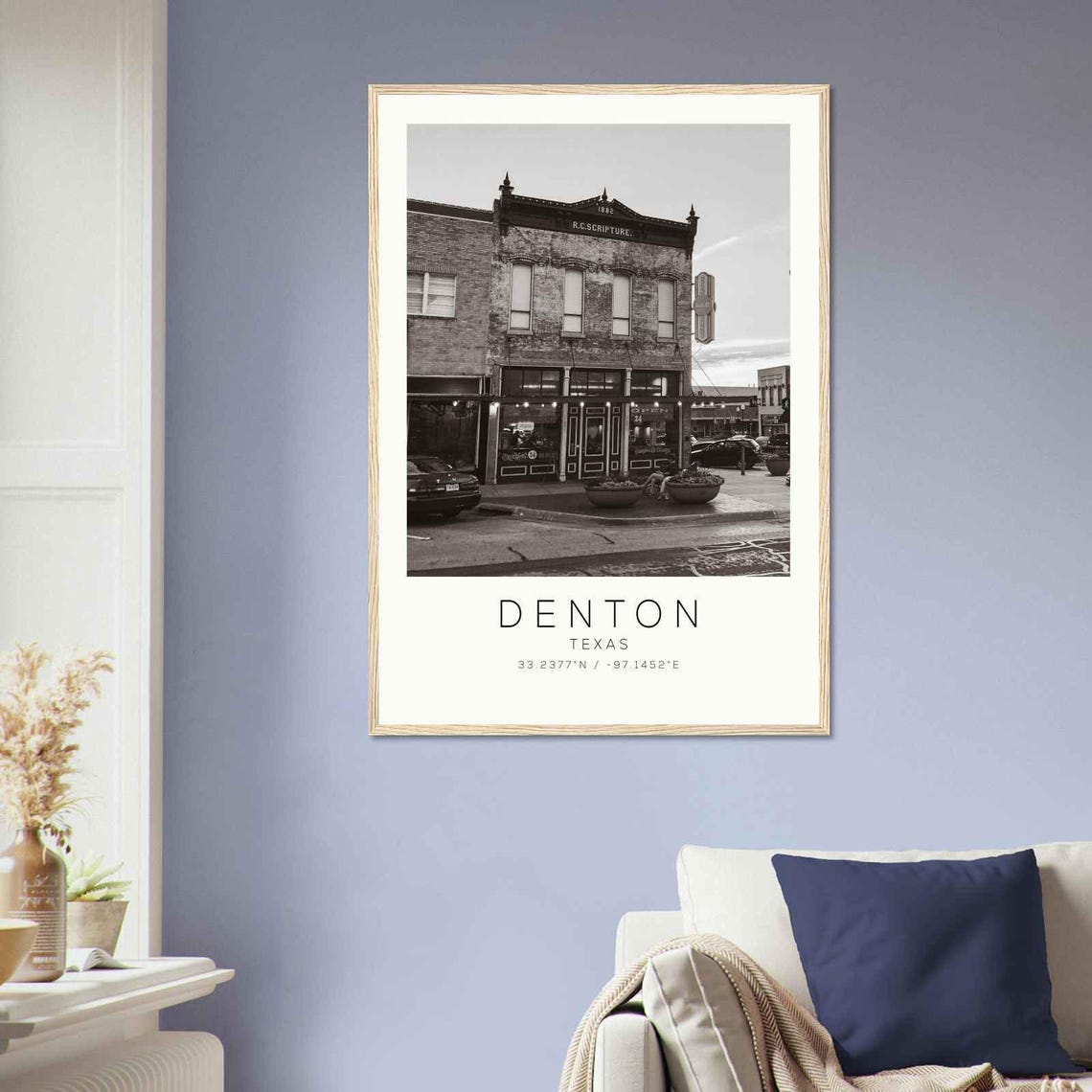 Denton Texas 1882 Scripture Brick Storefront Square Photo Poster - Image 2