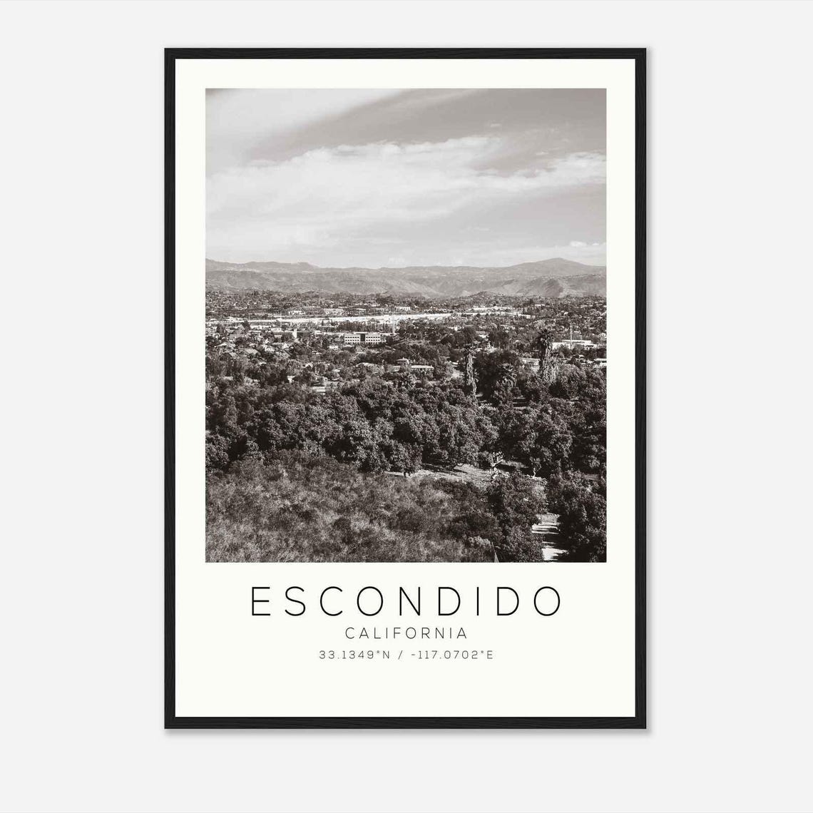 Escondido California Valley Hills Trees Landscape Photo Poster