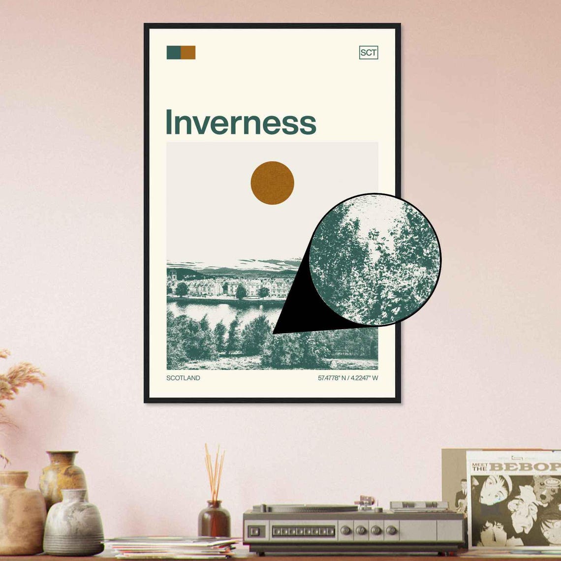 Inverness Scotland River Ness Cityscape Hills Duotone Travel Poster - Image 4