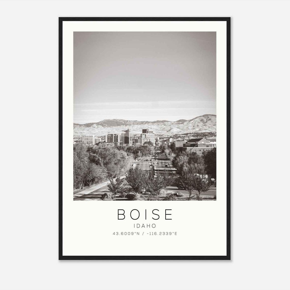 Boise Idaho Downtown Boulevard Mountain Backdrop Street Poster