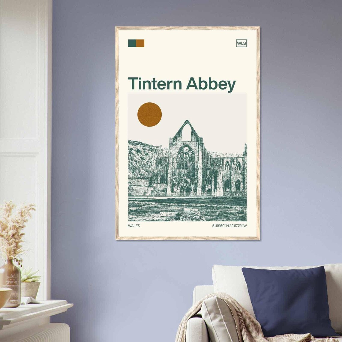 Tintern Abbey Wales Minimalist Monochrome Travel Poster - Image 2
