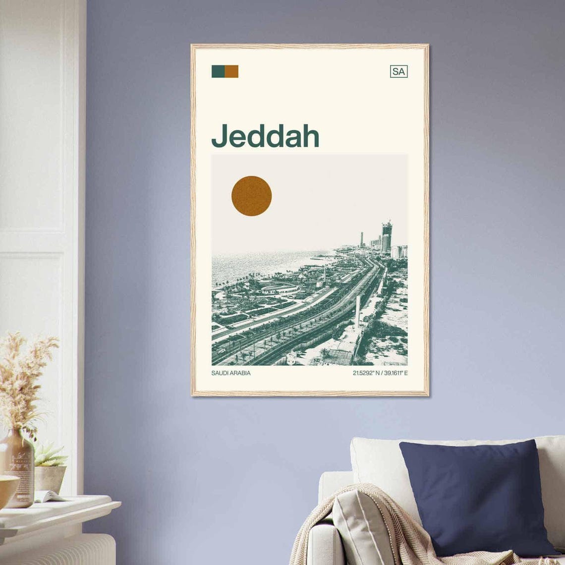Jeddah Saudi Arabia Coast Road Palm Minimalist Travel Poster - Image 2