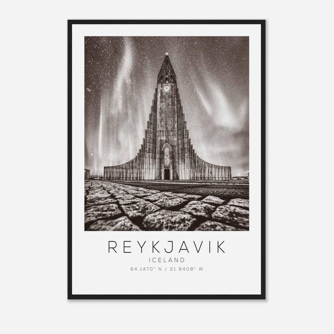 Reykjavik Iceland Hallgrimskirkja Church Starry Night Poster