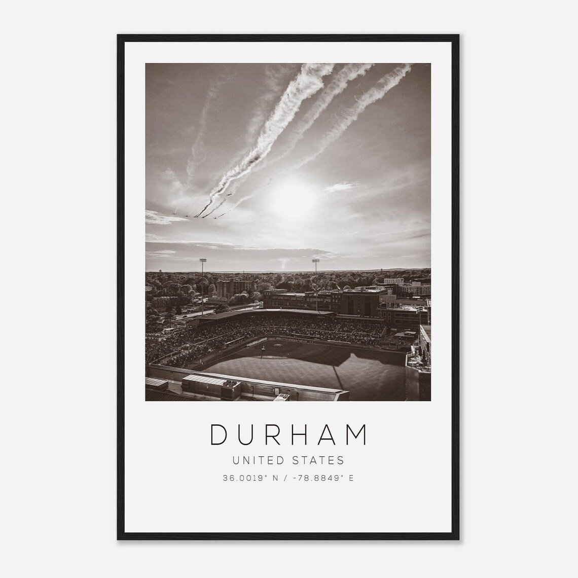 Durham North Carolina Baseball Stadium Aerial Travel Photo Poster