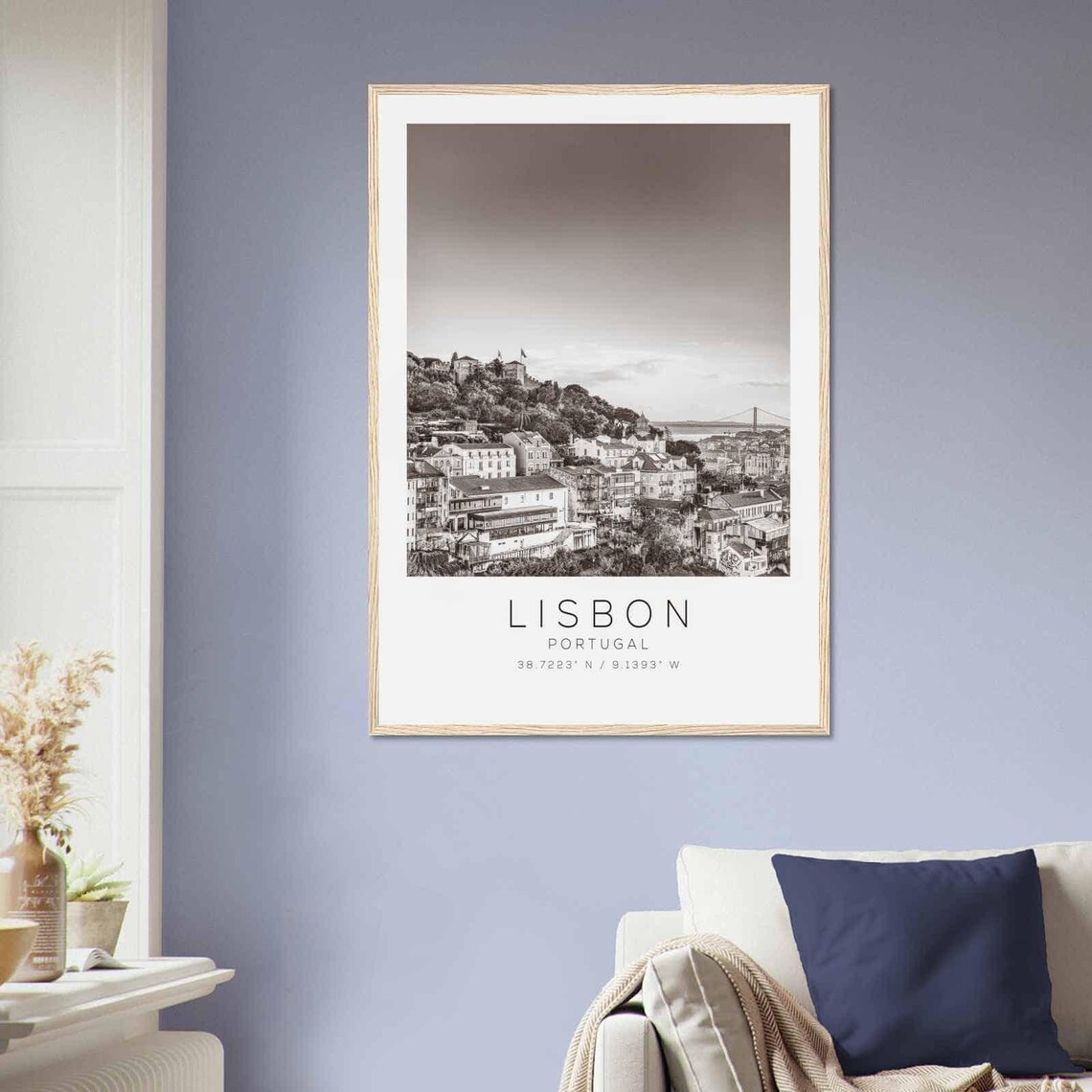 Lisbon Portugal Historic Hillside Old Town Black White Photo Poster - Image 2