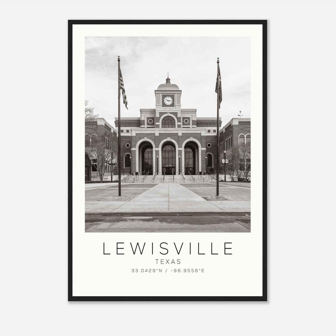 Lewisville Texas Photo Travel Poster Lewisville Travel Print Minimalist Travel Print