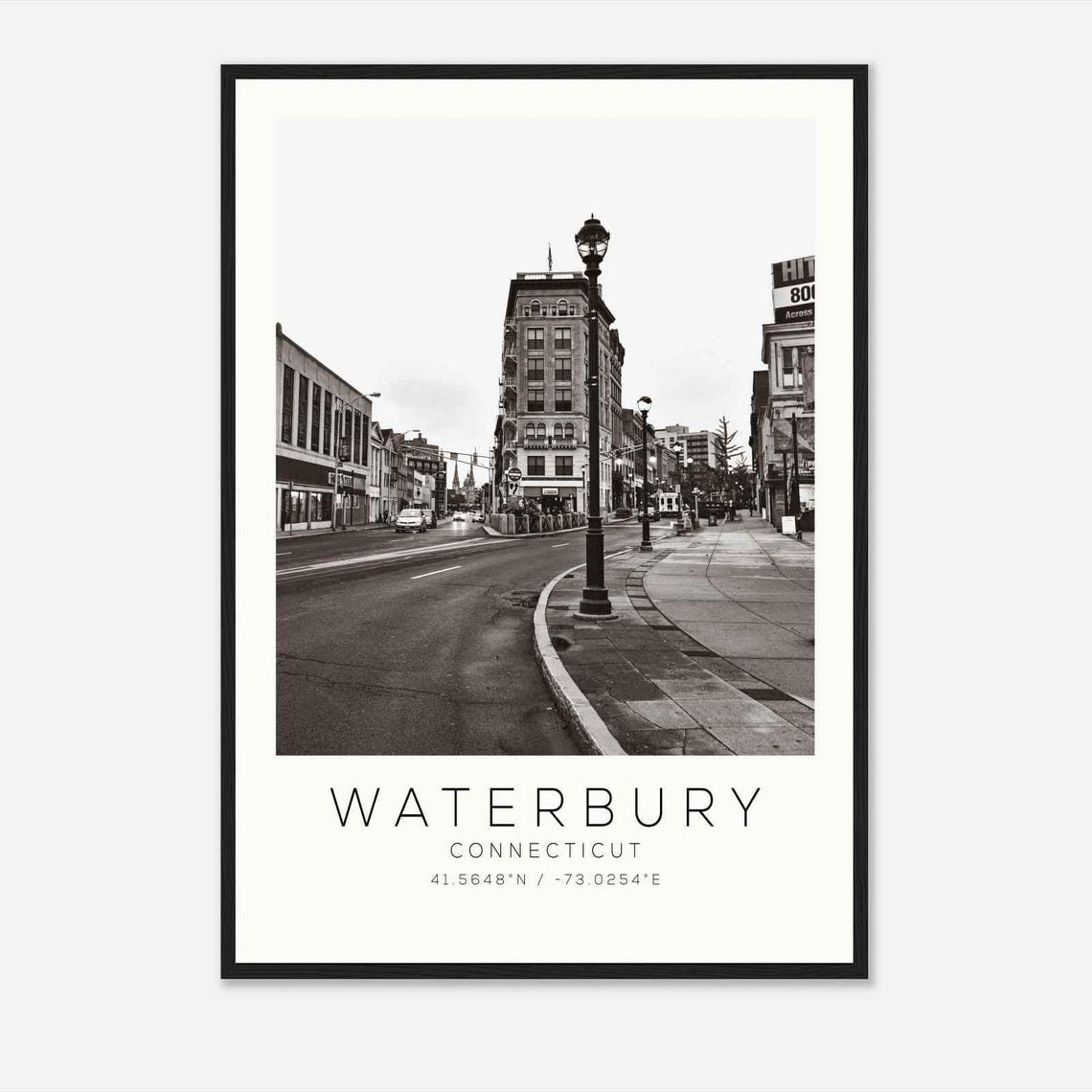 Waterbury Connecticut Historic Downtown Street Photo Travel Poster