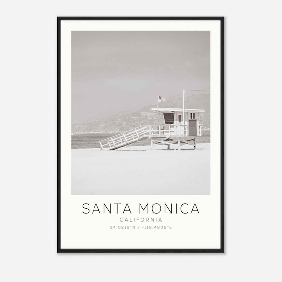 Santa Monica California Lifeguard Tower Beach Minimalist Photo Poster