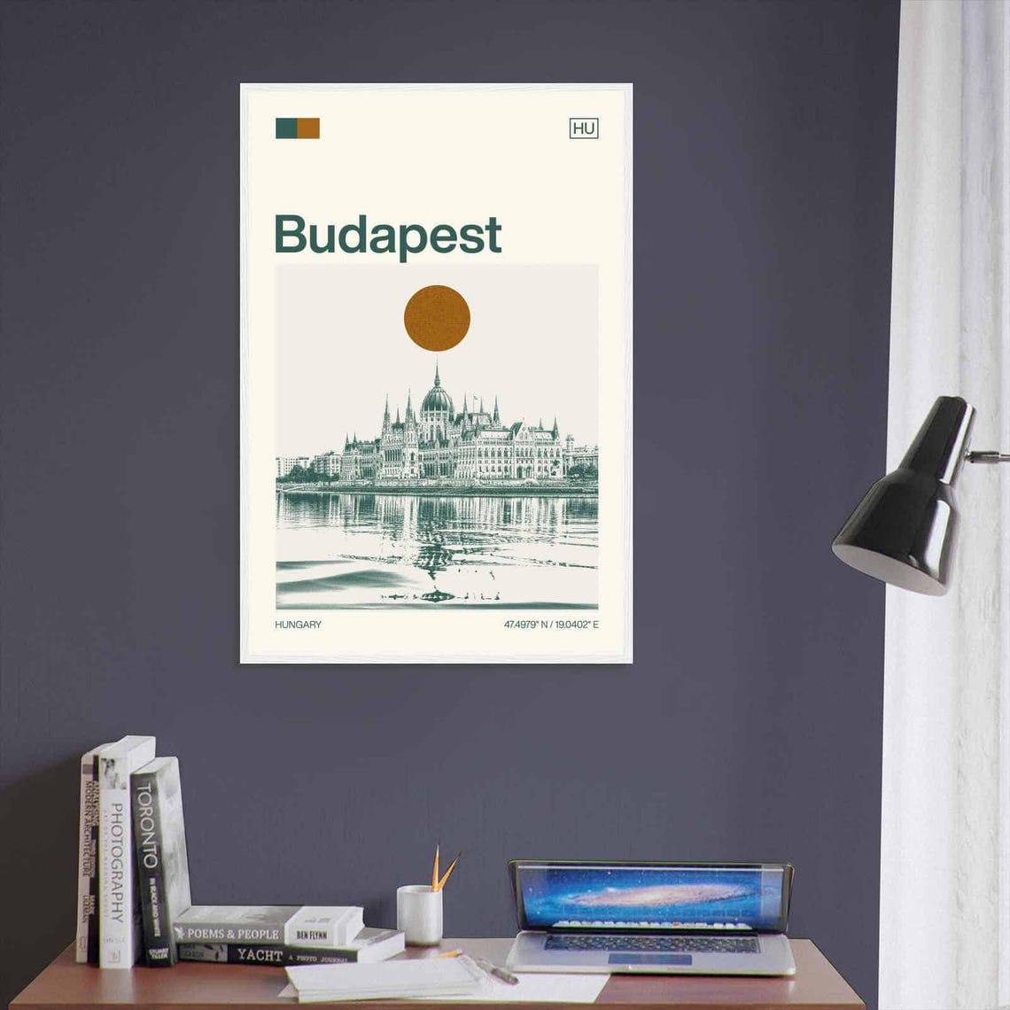 Budapest Hungary Parliament Building Reflection View Travel Poster - Image 3